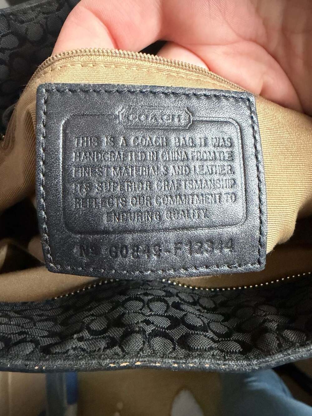 Y2K Vintage Coach Signature Jacquard Gallery Tote Bag — Black & Silver - Picture 6 of 15